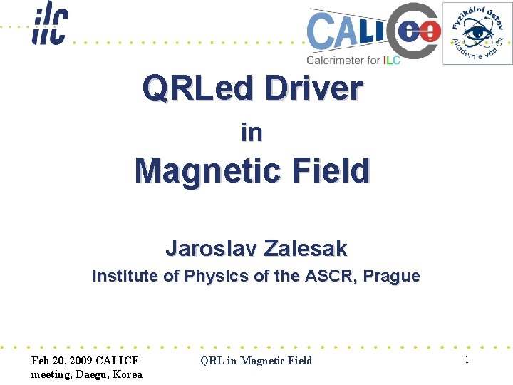 QRLed Driver in Magnetic Field Jaroslav Zalesak Institute of Physics of the ASCR, Prague