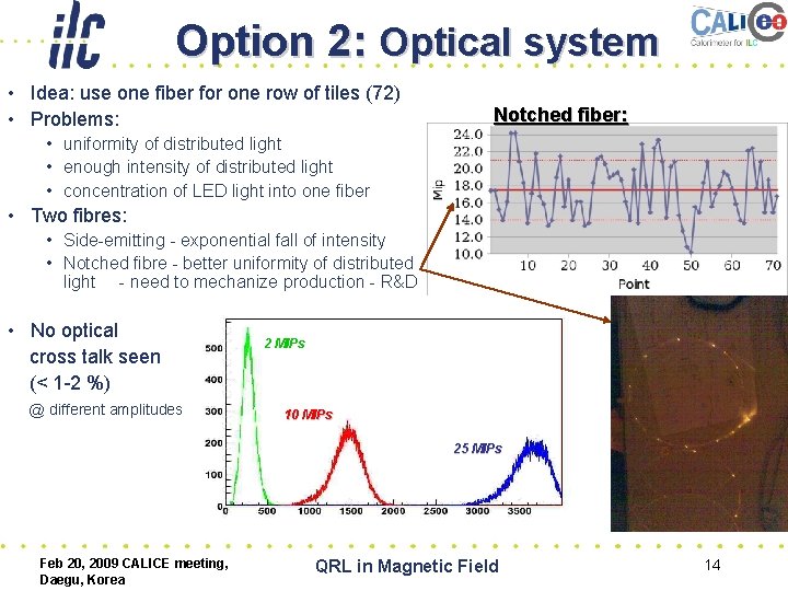 Option 2: Optical system • Idea: use one fiber for one row of tiles