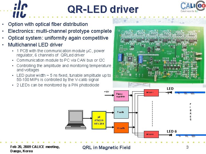 QR-LED driver • • Option with optical fiber distribution Electronics: multi-channel prototype complete Optical