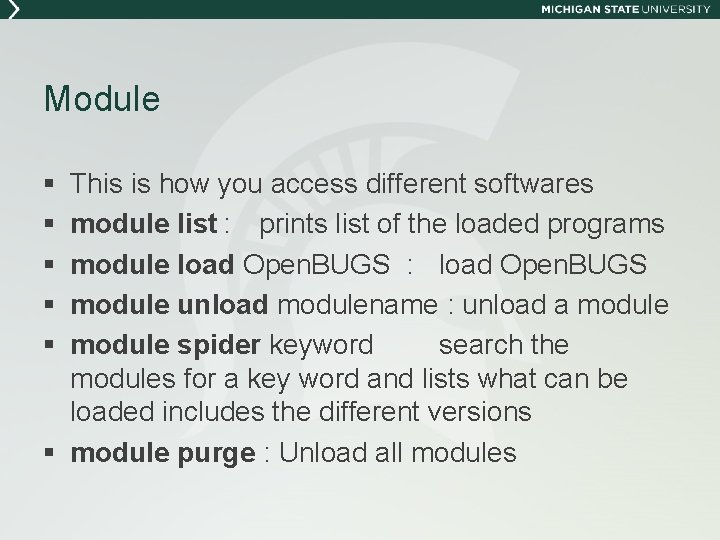 Module § § § This is how you access different softwares module list :