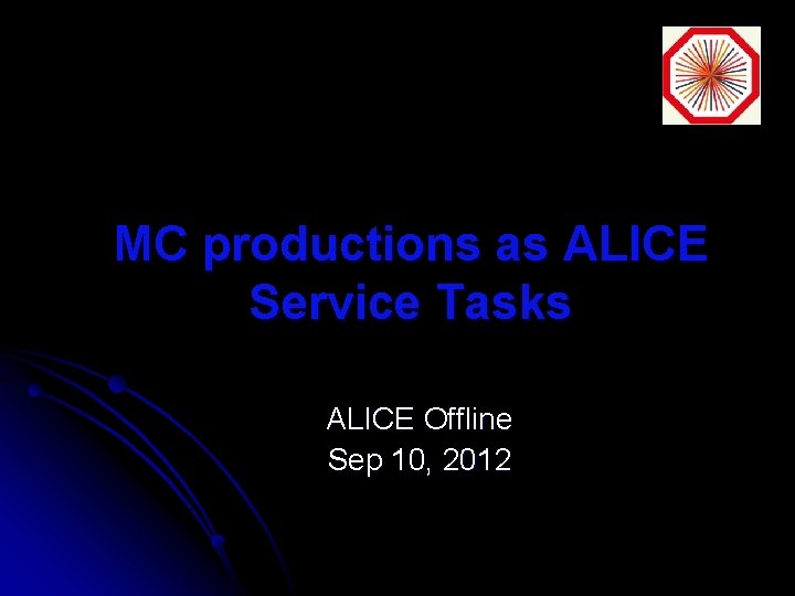 MC productions as ALICE Service Tasks ALICE Offline Sep 10, 2012 