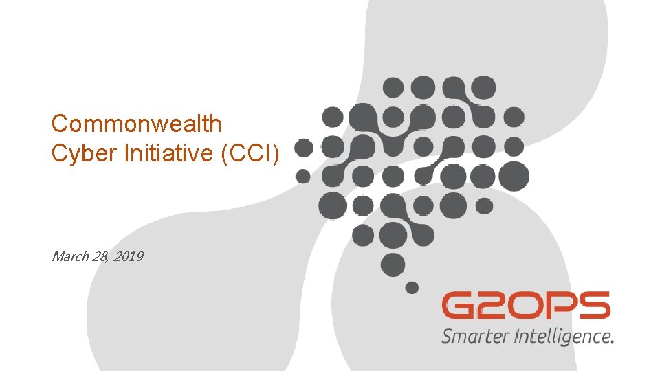 Commonwealth Cyber Initiative (CCI) March 28, 2019 