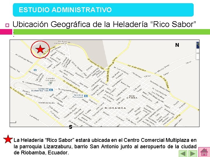 ESTUDIO ADMINISTRATIVO Ubicación Geográfica de la Heladería “Rico Sabor” : N S La Heladería