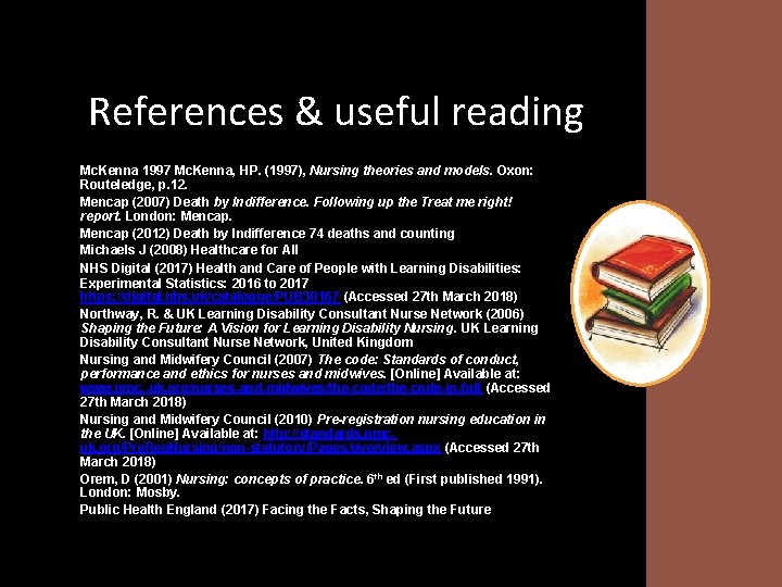 References & useful reading Mc. Kenna 1997 Mc. Kenna, HP. (1997), Nursing theories and