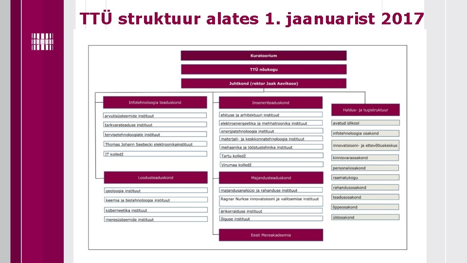 TTÜ struktuur alates 1. jaanuarist 2017 