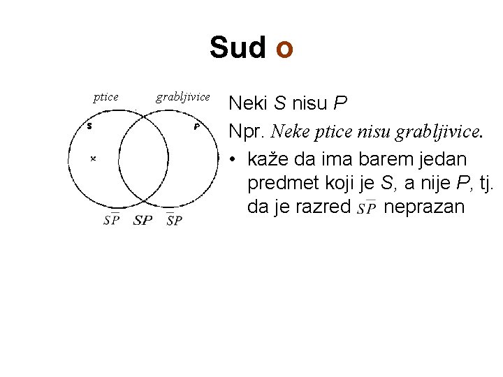Sud o ptice grabljivice Neki S nisu P Npr. Neke ptice nisu grabljivice. •