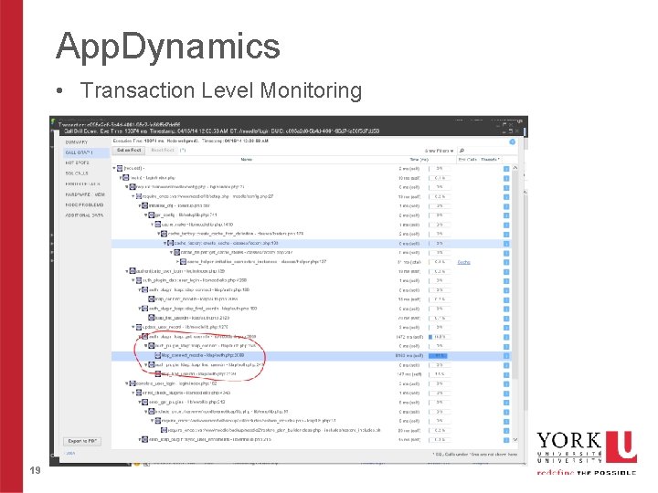 App. Dynamics • Transaction Level Monitoring 19 