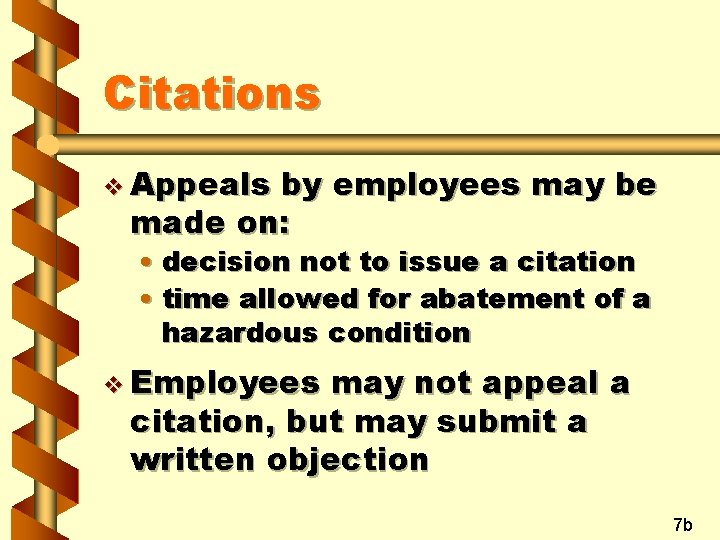 Citations v Appeals by employees may be made on: • decision not to issue
