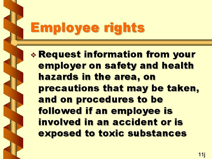 Employee rights v Request information from your employer on safety and health hazards in