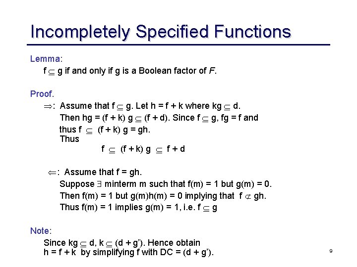 Logic Synthesis Boolean Division Courtesy Rk Brayton Ucb