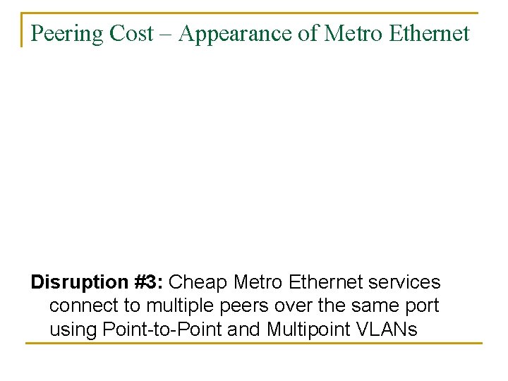 Peering Cost – Appearance of Metro Ethernet Disruption #3: Cheap Metro Ethernet services connect