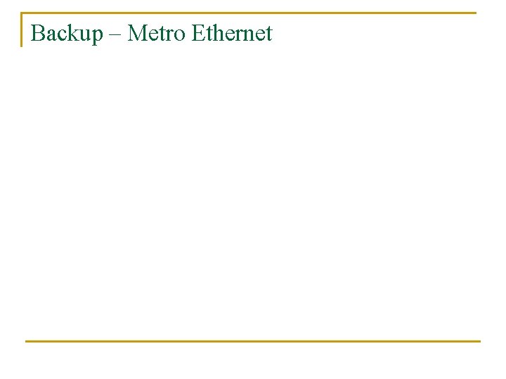 Backup – Metro Ethernet 