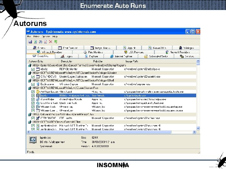 Enumerate Auto Runs Autoruns 