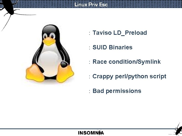 Linux Priv Esc : Taviso LD_Preload : SUID Binaries : Race condition/Symlink : Crappy