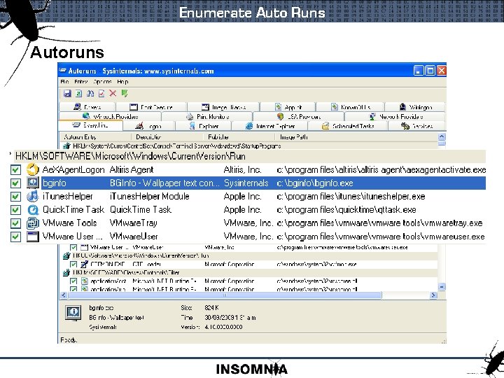 Enumerate Auto Runs Autoruns 