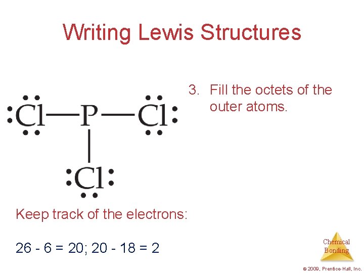 Writing Lewis Structures 3. Fill the octets of the outer atoms. Keep track of