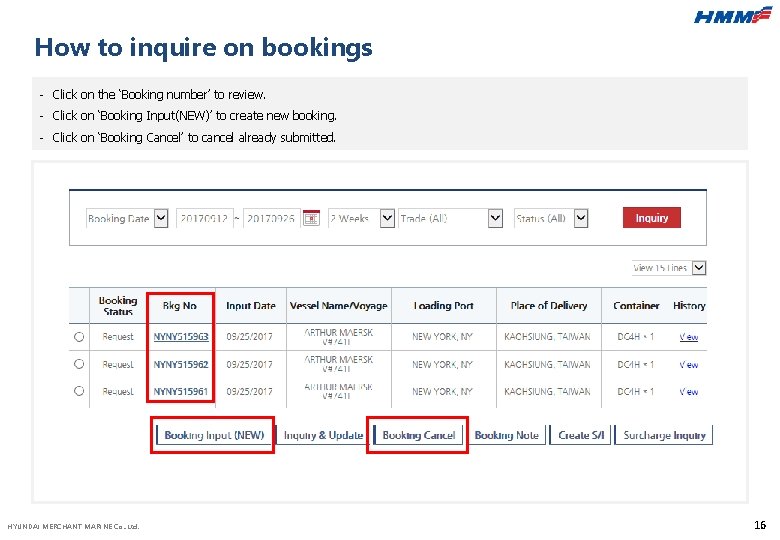 How to inquire on bookings - Click on the ‘Booking number’ to review. -