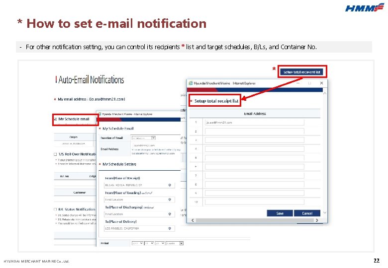 * How to set e-mail notification - For other notification setting, you can control