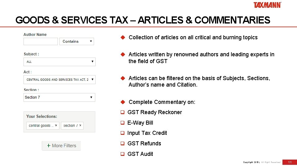 GOODS & SERVICES TAX – ARTICLES & COMMENTARIES Collection of articles on all critical