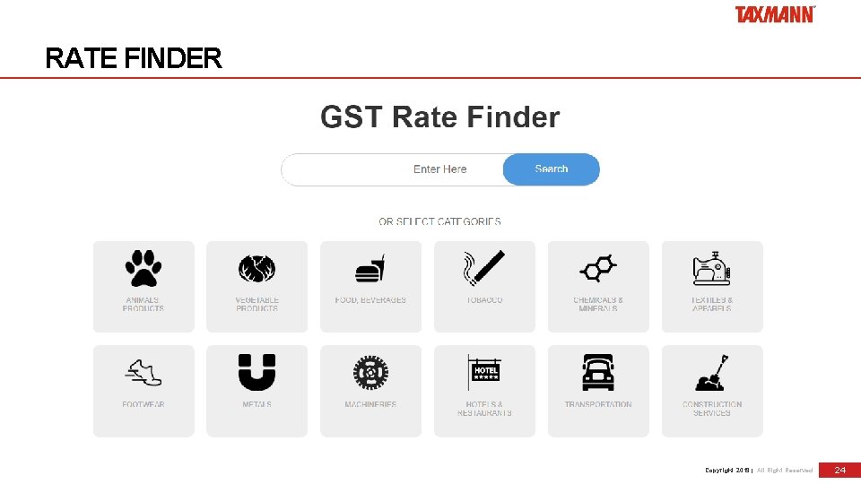 RATE FINDER Copyright 2019 | All Right Reserved 24 