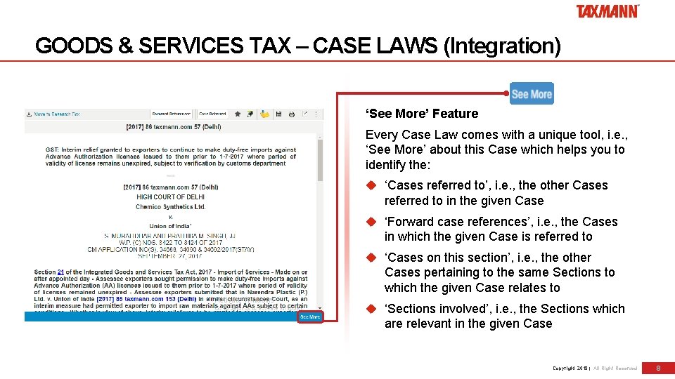 GOODS & SERVICES TAX – CASE LAWS (Integration) ‘See More’ Feature Every Case Law