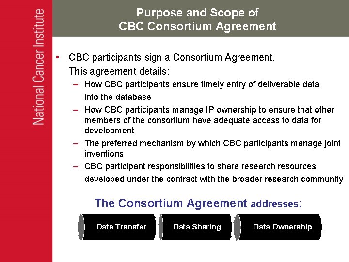 Purpose and Scope of CBC Consortium Agreement • CBC participants sign a Consortium Agreement.