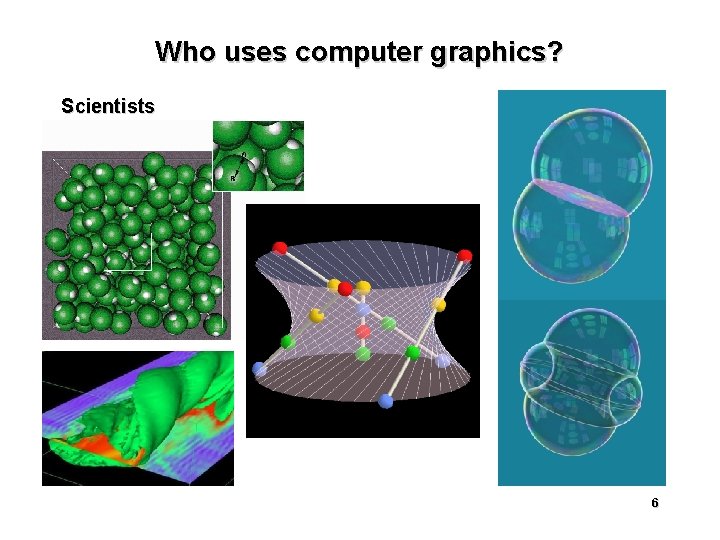 Who uses computer graphics? Scientists 6 