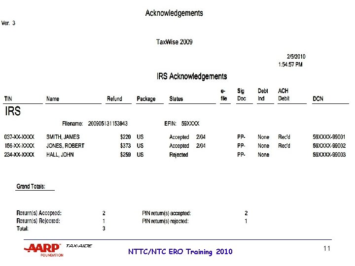 NTTC/NTC ERO Training 2010 11 