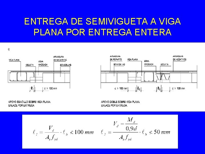 ENTREGA DE SEMIVIGUETA A VIGA PLANA POR ENTREGA ENTERA 