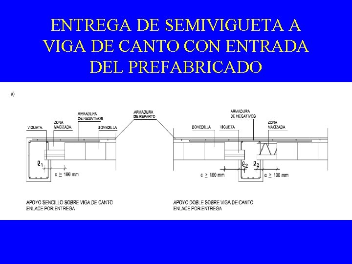 ENTREGA DE SEMIVIGUETA A VIGA DE CANTO CON ENTRADA DEL PREFABRICADO 