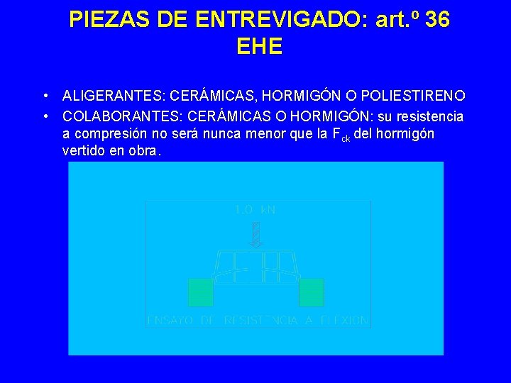 PIEZAS DE ENTREVIGADO: art. º 36 EHE • ALIGERANTES: CERÁMICAS, HORMIGÓN O POLIESTIRENO •
