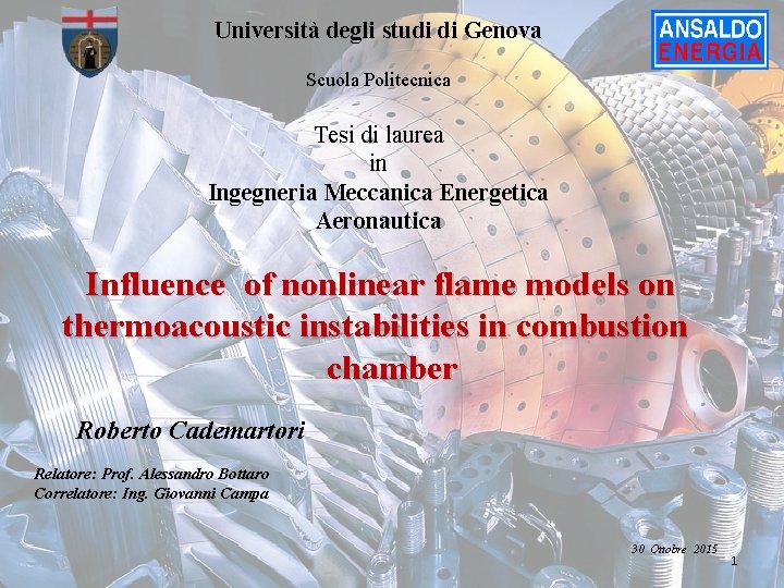 Università degli studi di Genova Scuola Politecnica Tesi di laurea in Ingegneria Meccanica Energetica