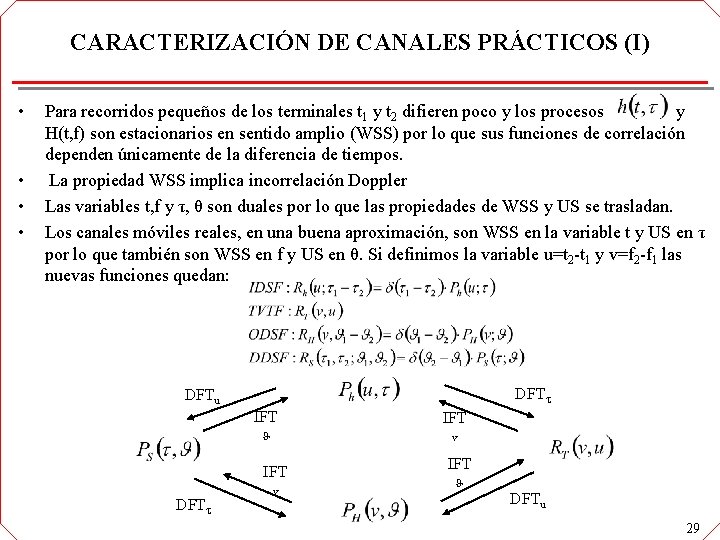CARACTERIZACIÓN DE CANALES PRÁCTICOS (I) • • Para recorridos pequeños de los terminales t CARACTERIZACIÓN DE CANALES PRÁCTICOS (I) • • Para recorridos pequeños de los terminales t