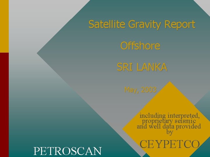 Satellite Gravity Report Offshore SRI LANKA May, 2003 including interpreted, proprietary seismic and well Satellite Gravity Report Offshore SRI LANKA May, 2003 including interpreted, proprietary seismic and well