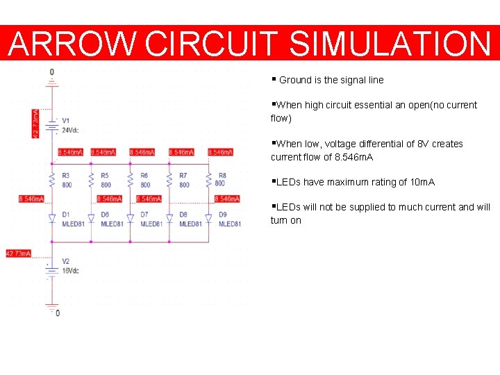 ARROW CIRCUIT SIMULATION § Ground is the signal line §When high circuit essential an