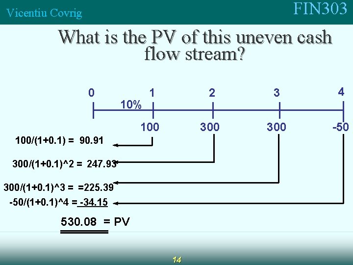 FIN 303 Vicentiu Covrig What is the PV of this uneven cash flow stream?