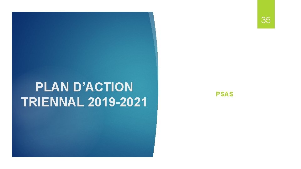 35 PLAN D’ACTION TRIENNAL 2019 -2021 PSAS 