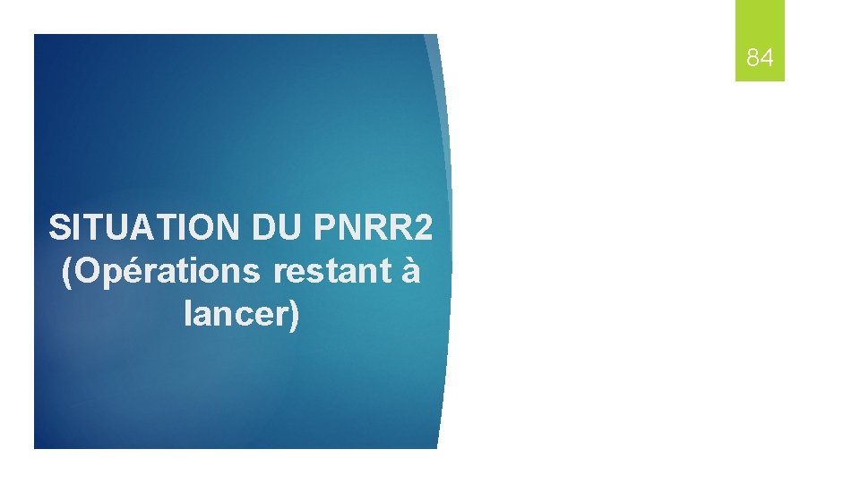 84 SITUATION DU PNRR 2 (Opérations restant à lancer) 