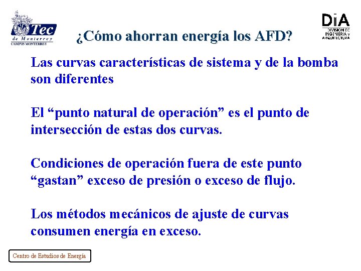 ¿Cómo ahorran energía los AFD? Las curvas características de sistema y de la bomba