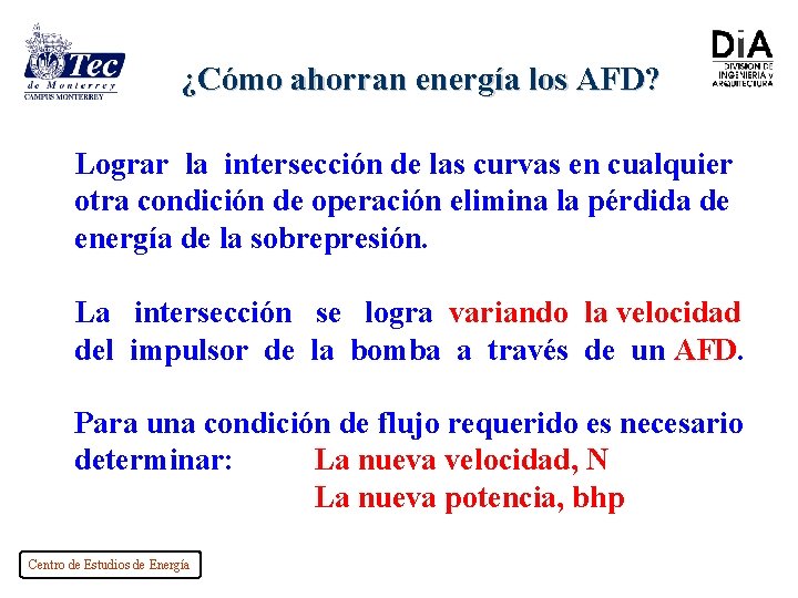 ¿Cómo ahorran energía los AFD? Lograr la intersección de las curvas en cualquier otra