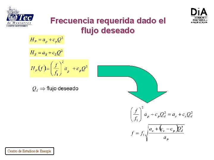 Frecuencia requerida dado el flujo deseado Centro de Estudios de Energía 