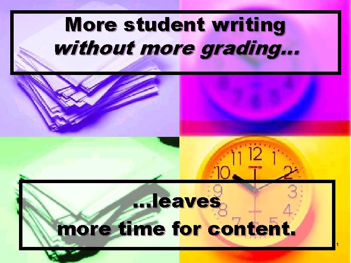 More student writing without more grading… …leaves more time for content. 1 