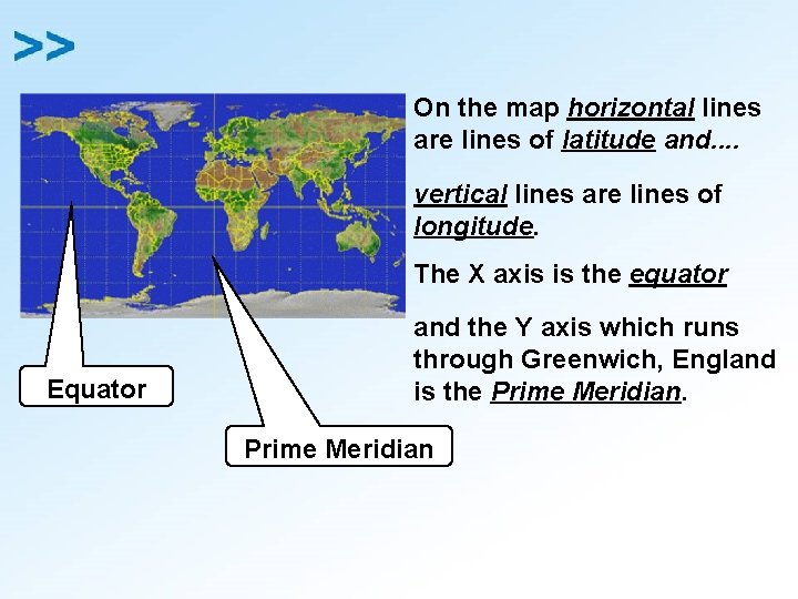 On the map horizontal lines are lines of latitude and. . vertical lines are