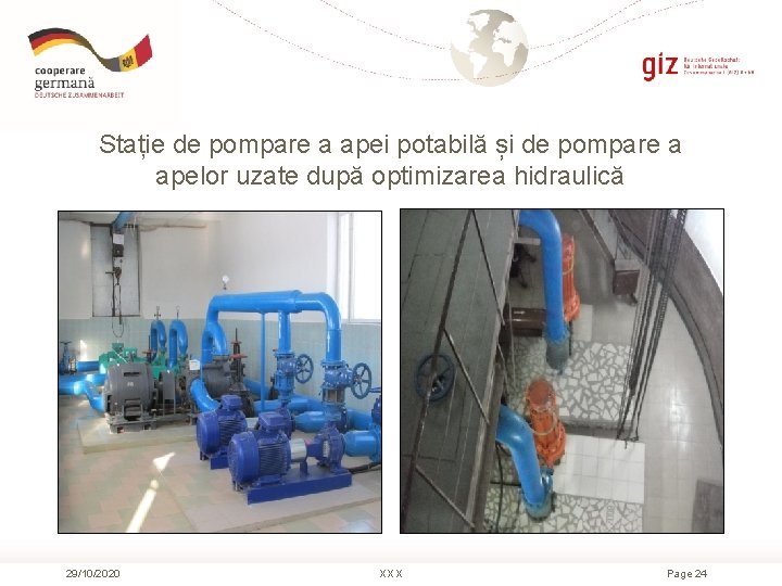 Stație de pompare a apei potabilă și de pompare a apelor uzate după optimizarea