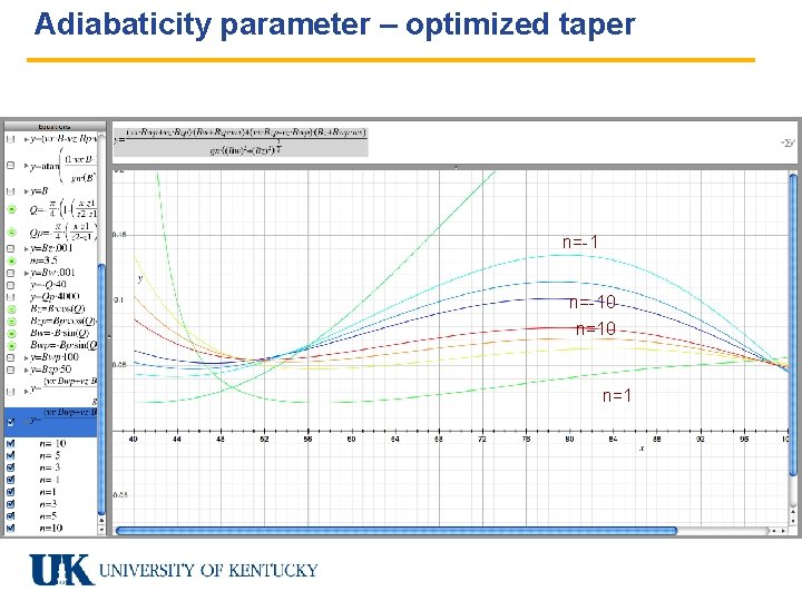 Adiabaticity parameter – optimized taper n=-10 n=1 