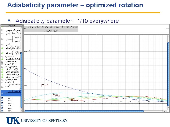 Adiabaticity parameter – optimized rotation § Adiabaticity parameter: 1/10 everywhere m=1 m=2 m=5 