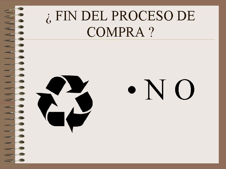 ¿ FIN DEL PROCESO DE COMPRA ? • NO 