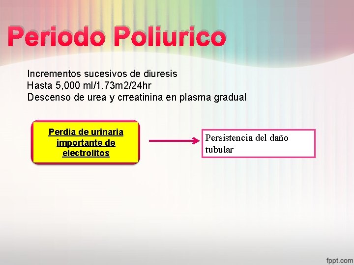 Periodo Poliurico Incrementos sucesivos de diuresis Hasta 5, 000 ml/1. 73 m 2/24 hr