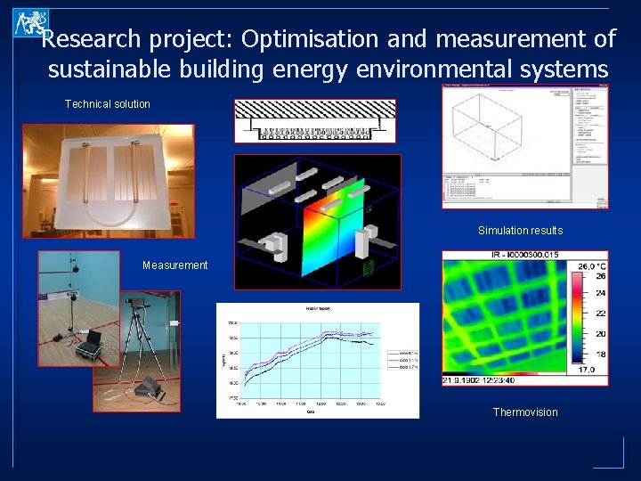 Research project: Optimisation and measurement of sustainable building energy environmental systems Technical solution Simulation