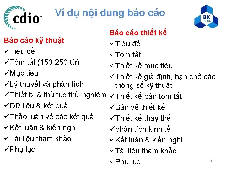 Ví dụ nội dung báo cáo Báo cáo thiết kế Báo cáo kỹ thuật